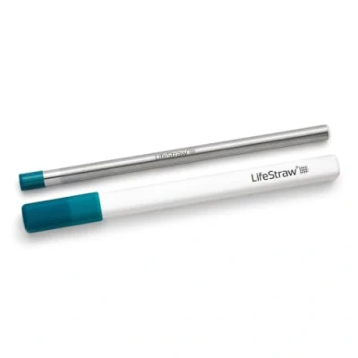 Afbeelding van LifeStraw Sip Herbruikbaar filterrietje van roestvrij staal met etui, verwijdert microplastics, bacteriën en parasieten voor reizen dagelijks gebruik, Laguna groenblauw