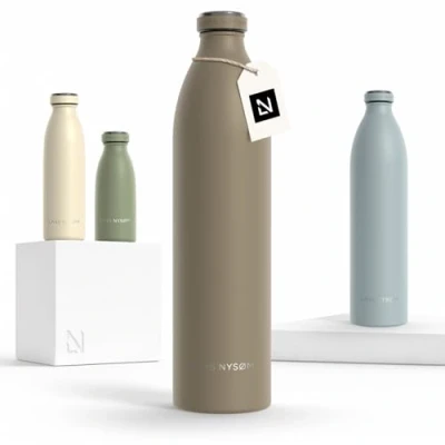Afbeelding van LARS NYSØM &#039;Ren&#039; Roestvrijstalen drinkfles 1500ml BPA vrij geïsoleerde waterfles 1,50 Liter Greige