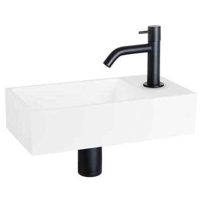 Afbeelding van Differnz solid fonteinset surface met gebogen kraan mat zwart