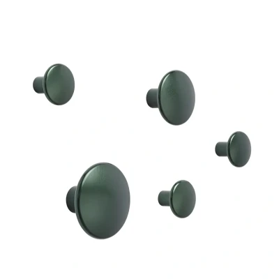 Afbeelding van Muuto Dots wandhaak metaal 5 pack Dark green