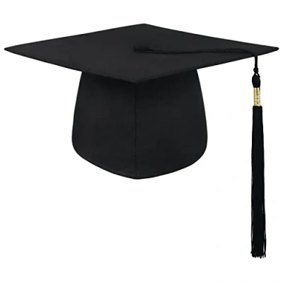 Afbeelding van BROADREAM bachelor hoed, doktershoed, diploma studentenhoed, hoed voor afstudeerfeesten van studie, universiteit, afstuderen in zwart