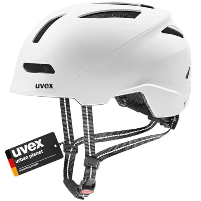 Afbeelding van uvex urban planet robuuste fietshelm voor dames en heren individueel passysteem geoptimaliseerde ventilatie white matt 58 61 cm