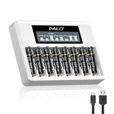 Afbeelding van Palogreen 8 stuks 1,5 V AAA 900 mWh lithium Li ion batterijen met Bay LCD display AA oplader constant vermogen bij