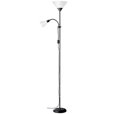 Afbeelding van BRILLIANT lamp Spari uplighter leesarm zilver/wit 1x A60, E27, 60W, geschikt voor standaardlampen (niet inbegrepen) Schaal A ++ tot E Met snoerschakelaar