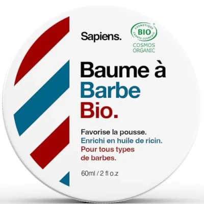 Afbeelding van biologische Baard Balsem voor Mannen 60ml Sapiens BarberShop Made in France 100% Natuurlijke Baardverzorging Gecertificeerd Cosmos Organic/ECOCERT en Snor Was met Shea Butter