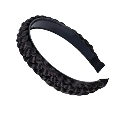 Afbeelding van CAISHA Haarband Met Vlecht Haarstukje Haarlint Bruine Chocoladebruine HR9