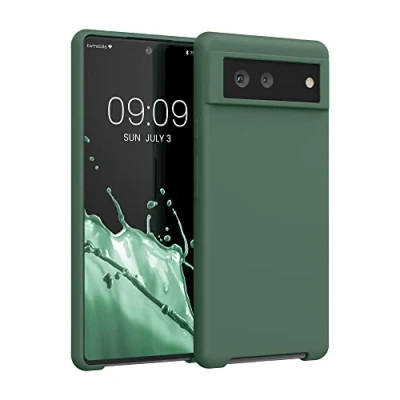 Afbeelding van kwmobile telefoonhoesje geschikt voor Google Pixel 6 Hoesje met siliconen coating Smartphone case in dennengroen