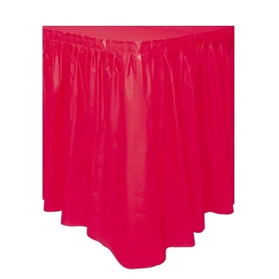 Afbeelding van Tafel rok rood plastic 73cm x 426cm