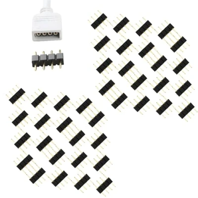 Afbeelding van CESFONJER 40 stuks 10 mm led aansluiting 4 pins RGB aansluiting, soldeerstift voor ledstrips, mannelijke naar connectoren, zwart, ledlampstrips
