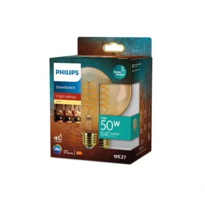 Afbeelding van Philips Deco LED SceneSwitch 50W E27 fitting G95 Globe lampvorm Amberkleurige lamp