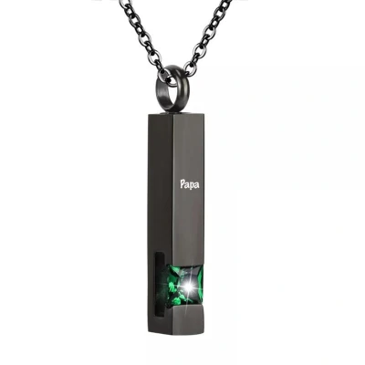 Afbeelding van Luxe Ashanger Met Ketting En Gravering Papa Assieraad Zwart Gele Steen As Gedenksieraad Urn Incl. vuller