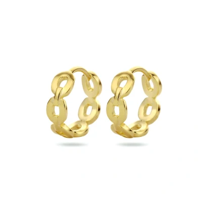 Afbeelding van Klapoorringen schakel zilver goldplated