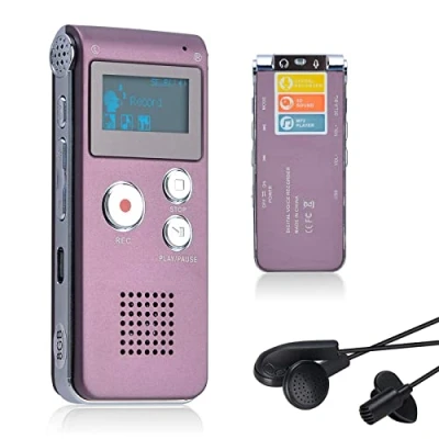 Afbeelding van Lychee 8 GB LCD scherm, digitaal dicteerapparaat, opnameapparaat, spraakopname, audiorecorder, voice recorder voor studie, conferenties en interviews, MP3 speler (wijnrood)