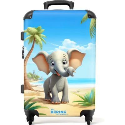 Afbeelding van NoBoringSuitcases.com Grote koffer XL Kinderkoffer olifant geschikt voor jongens en meisjes Reiskoffer met 4 wielen Trolley op wieltjes 60 liter Rolkoffer groot kinderen Ruimbagage valies 20kg Bagagekoffer middelgroot Suitcase large