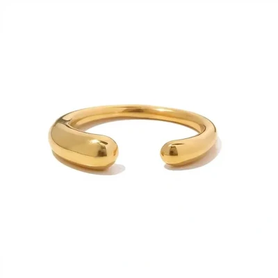 Afbeelding van Verstelbare druppel ring Stainless Steel Goudkleurig The Jewellery Salon Statement Minimalistische sieraden