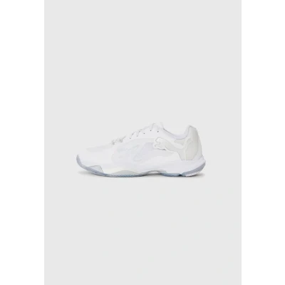 Afbeelding van Puma Vantage Nitro Handbalschoenen White/ silvercoloured/ash gray, Heren, Maat: 46, silver coloured/ash gray Textiel/ synthetisch