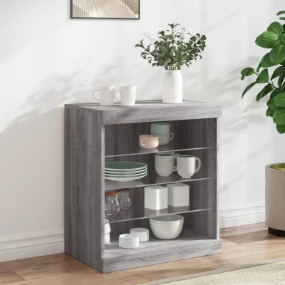 Afbeelding van Dressoir met LED verlichting 60,5x37x67 cm grijs sonoma eiken