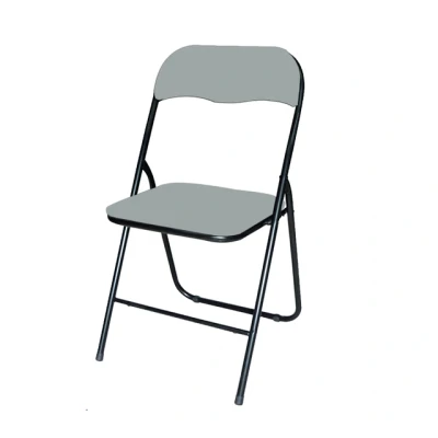 Afbeelding van BRASQ Gewatteerde Klapstoel Grijs Zwart 43x38x78 cm, opvouwbare stoel FC100