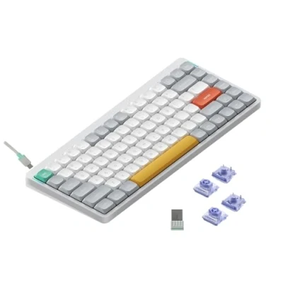 Afbeelding van Nuphy Air75 v2 QMK/VIA Mechanisch Toetsenbord, 75% Low Profile Draadloos Bluetooth 5.1, 2.4GHz en bekabelde verbinding, Compatibel met Windows Mac OS Ionic White Switch Wisteria