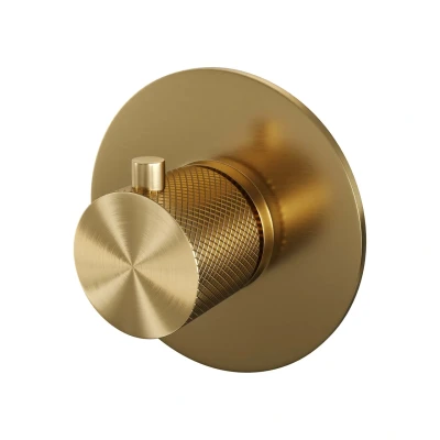 Afbeelding van Brauer Gold carving inbouwthermostaat inbouwdeel 1 knop PVD geborsteld goud