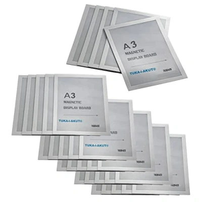 Afbeelding van TUKA i AKUT [30x] A3 Infoframe Magneetlijst met Zelfklevende Achterkant, Gemakkelijk Uitwisselbaare Magnetische Wissellijst voor Wanden en Deuren, Informatielijst Set van 30 Zilver Kleur, TKD8400 30x