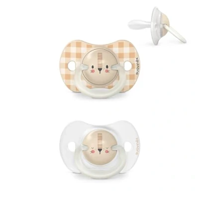 Afbeelding van Suavinex Night &amp; Day Reversible Duo Lion Beige 2 stuks 6 18m Silicone Fopspenen SXSNP2082792
