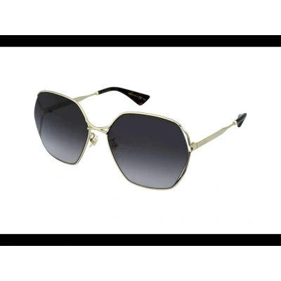 Afbeelding van Gucci Donna GG0818SA 001 Occhiali da sole Metallo Oro Grigio Geometrica Normale Sfumato