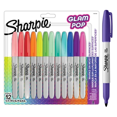 Afbeelding van Viltstift Sharpie Glampop fijn assorti blister à 12 stuks