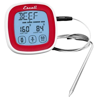 Afbeelding van Escali DHR1 R Digital Touchscreen Thermometer with Stainless Steel Probe and Timer, Red