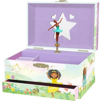 Afbeelding van Giggle &amp; Honey Sieradendoos met muziek, ballerina voor meisjes, muziekdoos, kinderen spiegel, ballerinacadeaus kleine verjaardagscadeau kinderen, 3 10 jaar