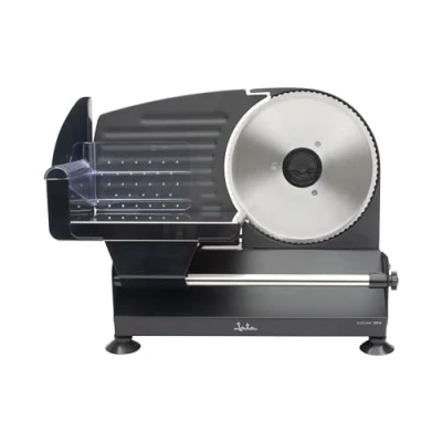 Afbeelding van Jata JECF1200 Elektrische allessnijder met afneembaar roestvrijstalen lemmet, diameter 19 cm, dikteregelaar 0 tot 15 mm, veiligheidssysteem, 200 W, nauwkeurige snede