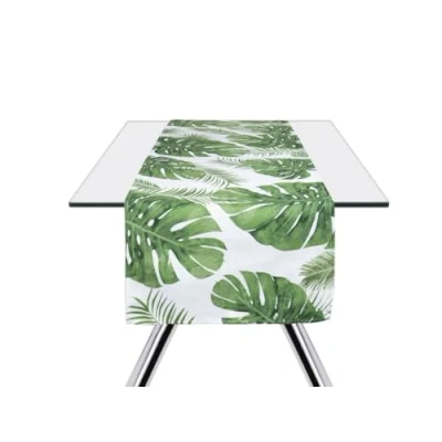 Afbeelding van Excelsa Gebladerte Tafelloper, 100% Katoen, Groen, 45 x 140 cm