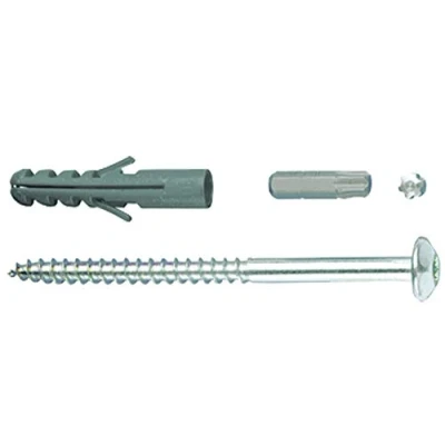 Afbeelding van Alberts 554415 schroevenset accessoire voor raamhekwerk ter bevestiging verzinkt 4 stuks schroeven en pluggen 105 x 7 mm