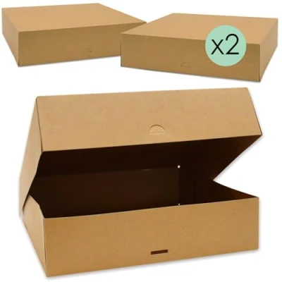 Afbeelding van SCRAP COOKING Set van 2 Taartdozen Recyclebaar kraftkarton voor levensmiddelen 32 x 8 cm transport gebak desserts taarten pizza Made in France 5501