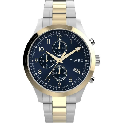 Afbeelding van Timex MEN&#039;S Dress Twotone CASE AND Bracelet Chronograaf goldcoloured/silvercoloured, Heren, Maat: One Size, Gold coloured/silver coloured