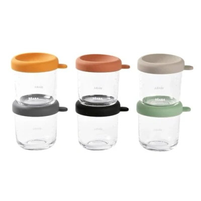Afbeelding van Beaba Set glazen bewaarpotje 6 x 250 ml Sunrise Colormix