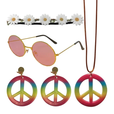 Afbeelding van Carnaval accessoireset Hippie outfit set