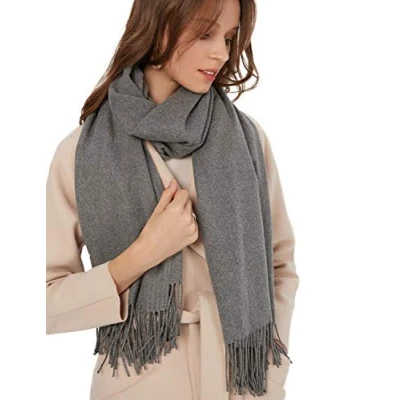 Afbeelding van MaaMgic Sjaal Dames Lente met Katoen, 40+ Kleuren Effen &amp; Geruite Pashmina xl Sjaals Stola, Grijs