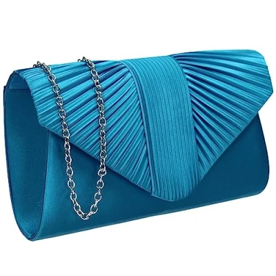 Afbeelding van SwankySwans Sophie Dames Satijn Party Prom Bruiloft Avond Clutch Bag Portemonnee, Blauw