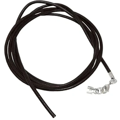 Afbeelding van Unbespielt Leren band, lengte 1 m, inkortbaar, zwart, uniseks, sluiting, karabijnhaak, zilverkleurig, breedte 2 mm, halsketting voor hanger, Leer, Geen edelsteen