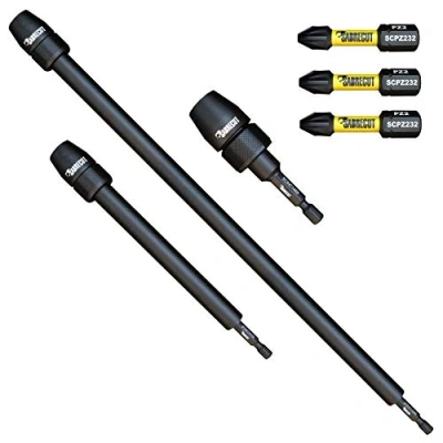Afbeelding van SabreCut SCRK6 Professionele slagbithouder 65 mm 152 305 met 3 PZ2 32 magnetische bits voor Dewalt, Milwaukee, Makita, Bosch en andere schroevendraaiers