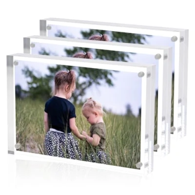 Afbeelding van Sezanrpt Acryl fotolijst, 3 stuks, Clear Photo Display, magnetische 15 x 10 cm, voor familie, huisdieren, vrienden, warme afbeeldingen, fotolijst kantoor, thuis, mm + dik