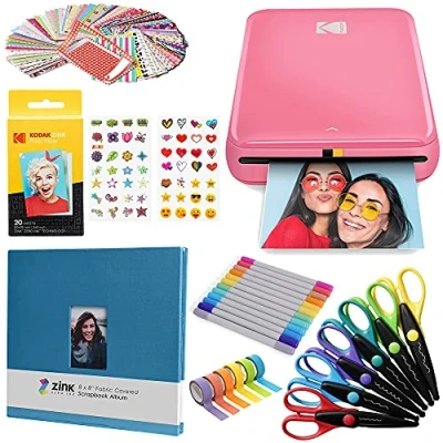 Afbeelding van KODAK Stap Instant Photo Printer Met Bluetooth/NFC, ZINK Technology &amp; App voor iOS en Android (Roze) Scrapbook Bundel