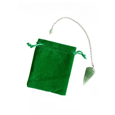 Afbeelding van Aventurijn Natuursteen pendel, kristallen slinger, zeshoekige vintage slinger voor wenshengel, Chakra Reiki waarzeggerij Wicca meditatieslinger (groen)
