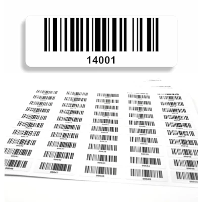 Afbeelding van Barcode label 1.000 stuks zelfklevend, etiketten doorlopend 5 cijferig 14001 15000, elektrisch testen, DGUV keurmerk, lijncode elektrotechniek code128, 50x17 mm (14001 15000)