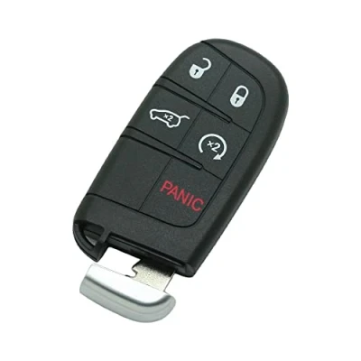 Afbeelding van BROVACS Vervanging sleutel Shell + ongesneden lege noodinvoegsleutel compatibel met JEEP Grand Cherokee Durango 5 knop Smart Keyless Entry Remote Key Case Fob 4 BTN Paniek PG756G