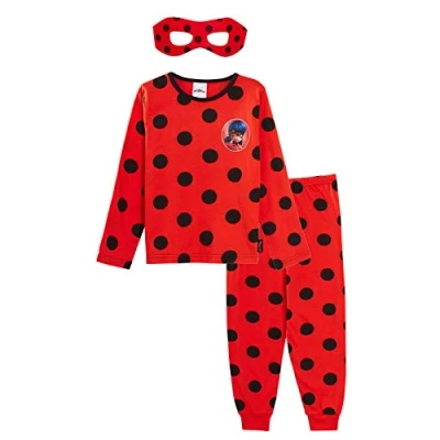 Afbeelding van Miraculous Meisjes nieuwigheid lieveheersbeestje aankleden pyjama met masker kinderen volledige lengte pyjama, Rood, 9 10 jaar