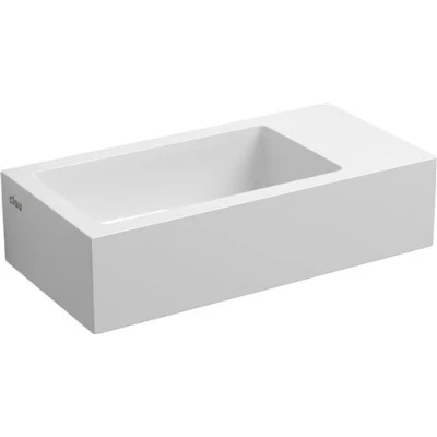 Afbeelding van Fontein Clou Flush 3 36x18x9cm Mineraal Marmer Glans Wit (Met Voorbewerkt Kraangat Rechts)