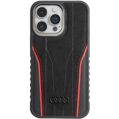 Afbeelding van Audi Lederen hoesje met MagSafe voor iPhone 14 Pro Max zwart en rood