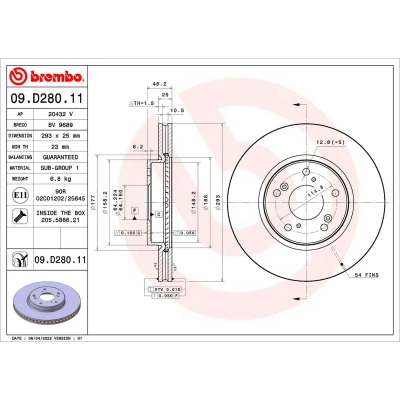 Afbeelding van Brembo Remschijven 09.D280.11